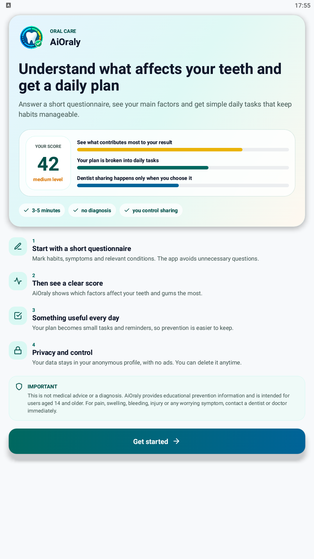 AiOraly overview and daily prevention plan